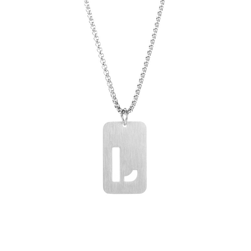 Letter hollow stainless steel necklace, original and niche design for men's fashion, street hip-hop, sweater, chain accessories