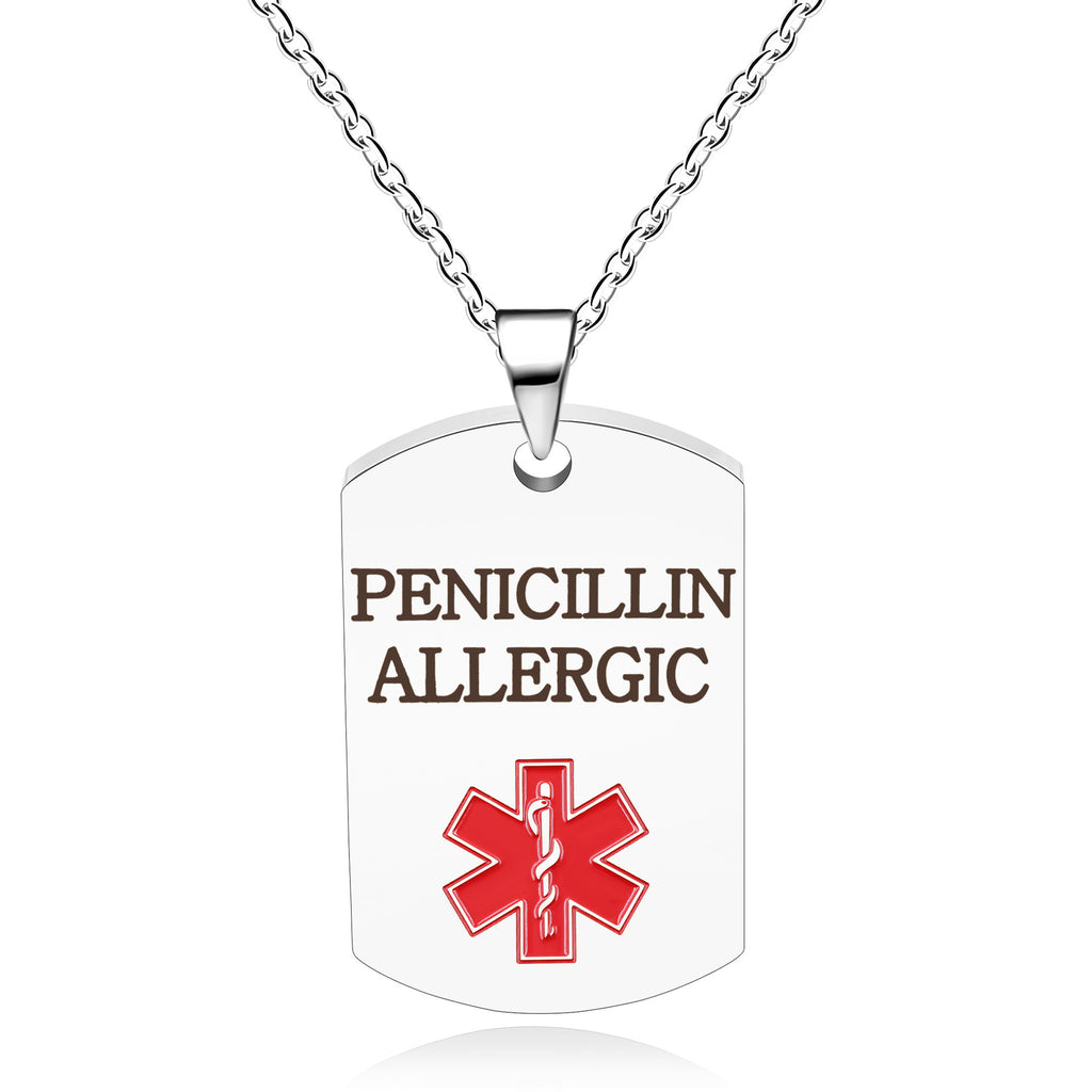 Cross border European and American stainless steel military medical logo, laser engraved disease identification card necklace