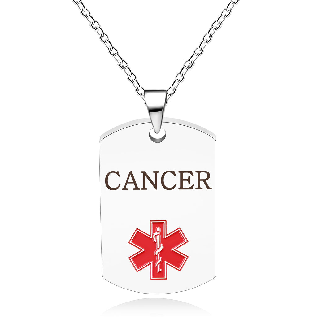 Cross border European and American stainless steel military medical logo, laser engraved disease identification card necklace