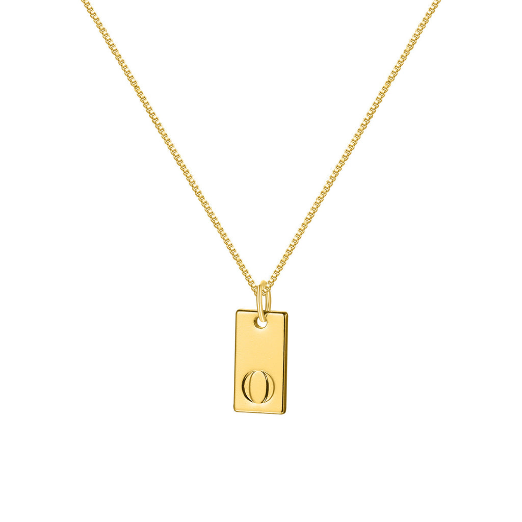 26 English letter necklace, European and American creative box chain, English letter square pendant, collarbone chain