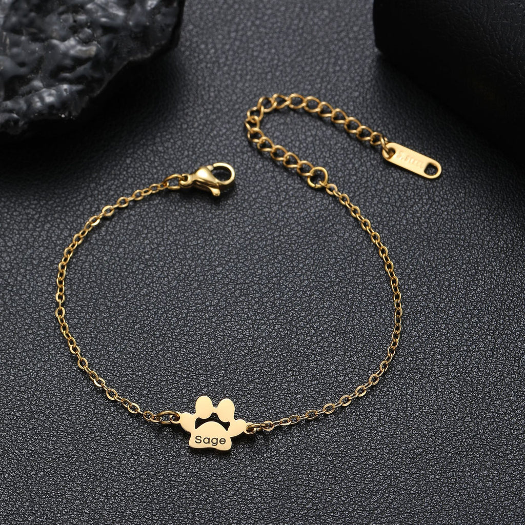 【 One Piece Customization 】 Stainless Steel Claw Engraved Bracelet, Foot Chain, Family Name Combination, Dog Claw Hand Ornament, Foot Ornament