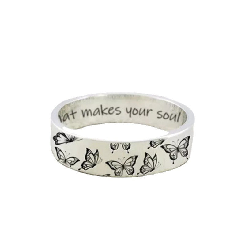 Hot selling new Do What Makes Your Soul Shine retro carved butterfly ring