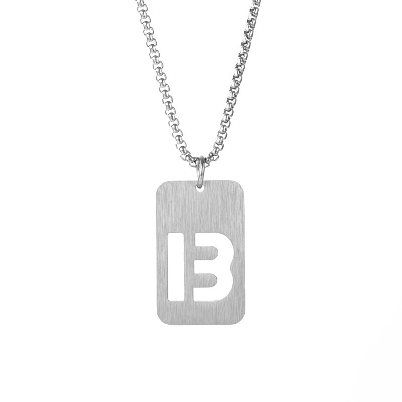 Letter hollow stainless steel necklace, original and niche design for men's fashion, street hip-hop, sweater, chain accessories