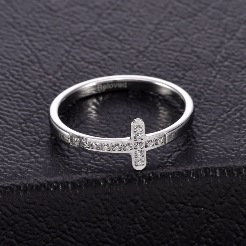 Fashionable and personalized titanium steel women's ring with niche design ins, light luxury stainless steel non fading ring