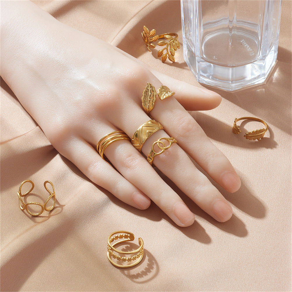 Fashionable and personalized titanium steel women's ring with niche design ins, light luxury stainless steel non fading ring