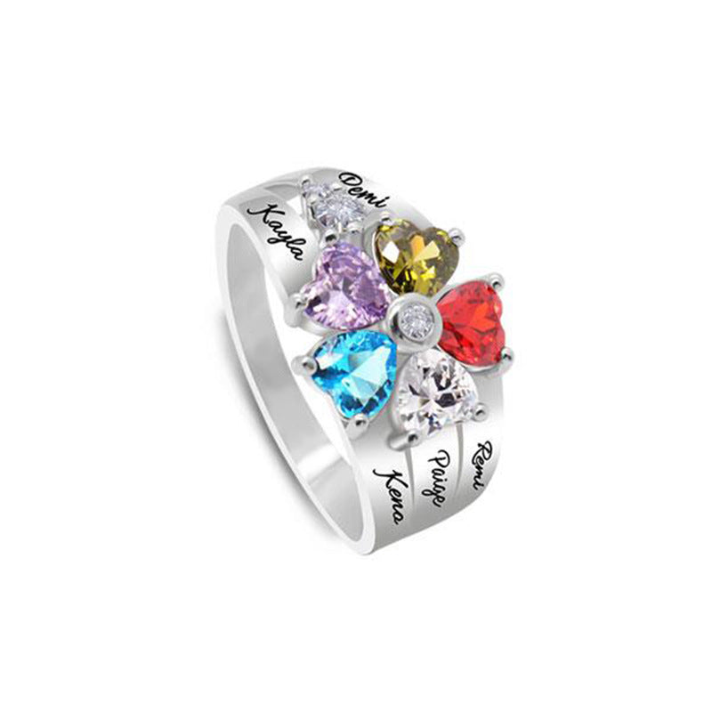 New Mother's Day Gift DIY Engraved Ring Handpiece New Creative Fashion Micro inlaid Zircon Ring for Women