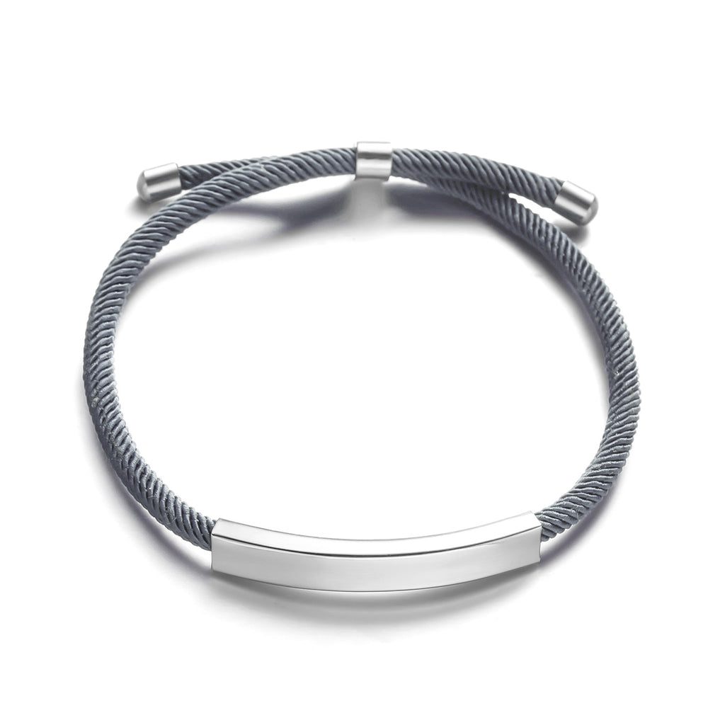 Cross border stainless steel DIY braided rope adjustable wristband for women, versatile and engraved characters that do not fade, couple bracelet