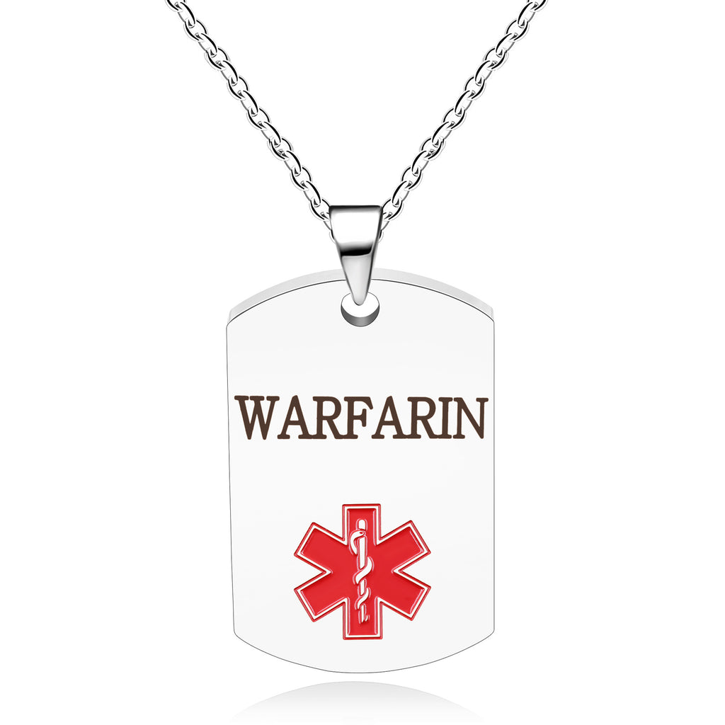 Cross border European and American stainless steel military medical logo, laser engraved disease identification card necklace