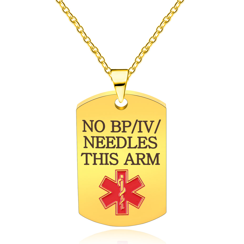 Cross border European and American stainless steel military medical logo, laser engraved disease identification card necklace