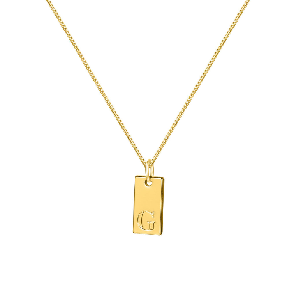 26 English letter necklace, European and American creative box chain, English letter square pendant, collarbone chain