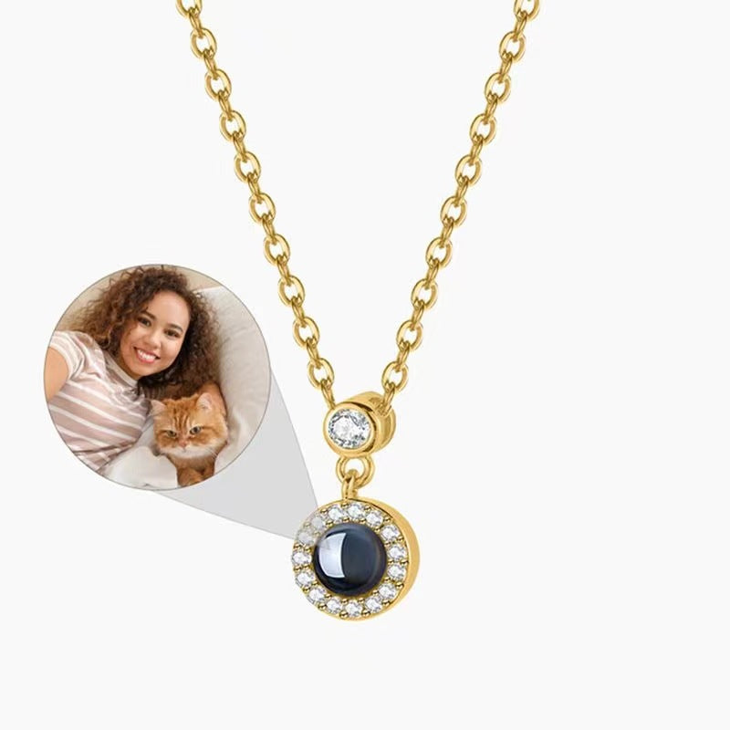 Cross border hot selling, customized photo necklace, men's and women's projection, I love you pendant, Valentine's Day gift