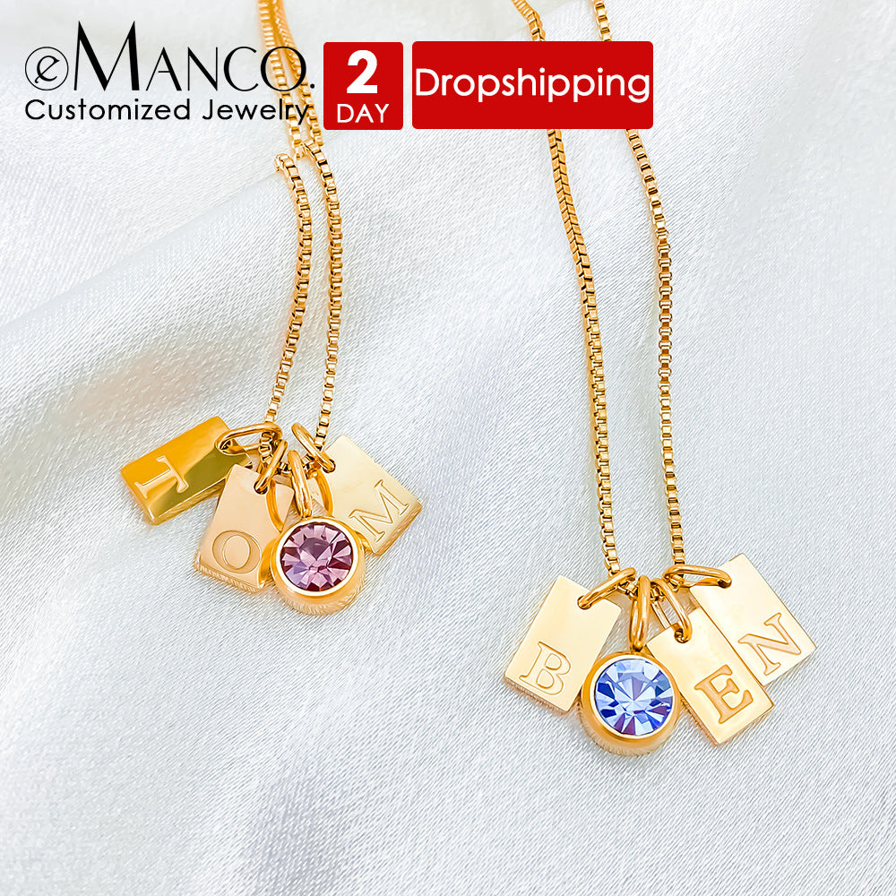 Fangpai 26 English letter pendant, birthstone accessory, stainless steel electroplated DIY jewelry