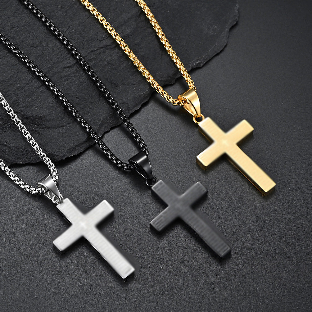European and American titanium steel cross necklace, stainless steel cross pendant