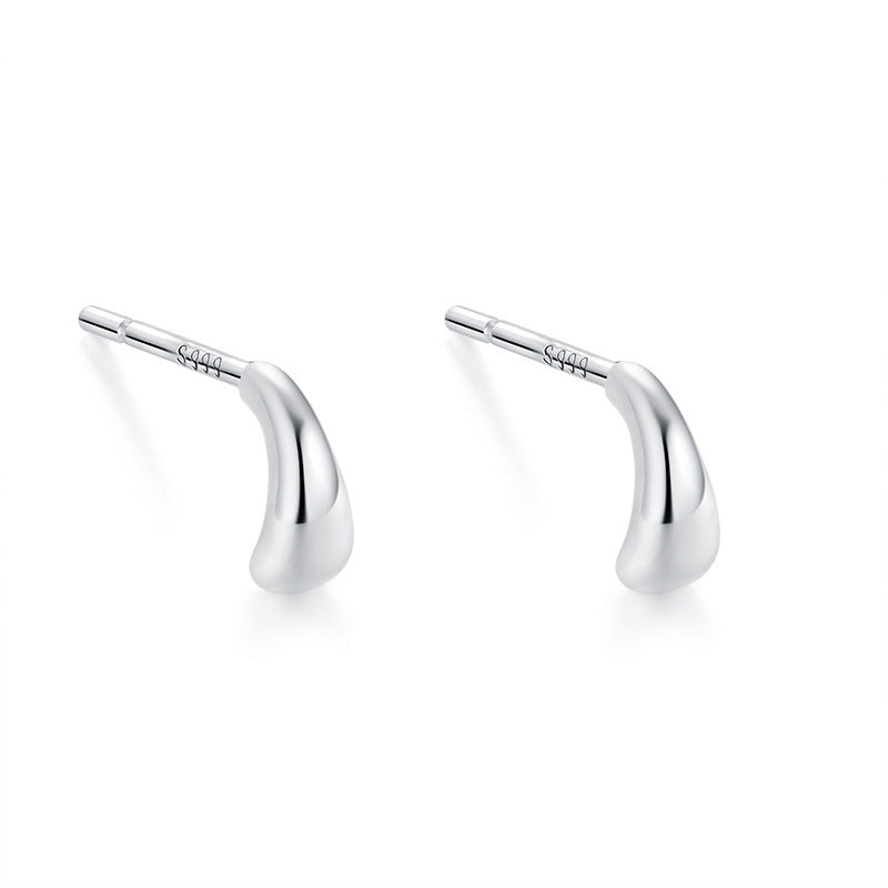 S999 pure silver foot silver simple ear hole, one week earrings, female ear bone temperament, niche, non removable earrings, ear sticks, earrings, accessories