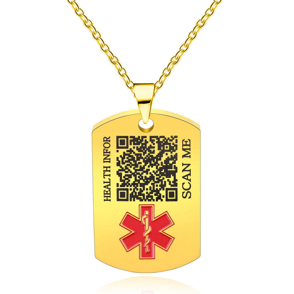 Cross border European and American stainless steel military medical logo, laser engraved disease identification card necklace
