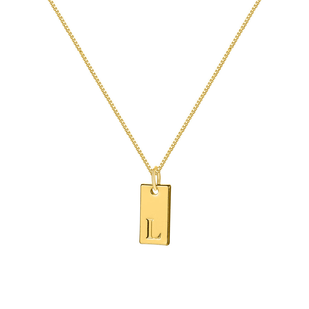 26 English letter necklace, European and American creative box chain, English letter square pendant, collarbone chain