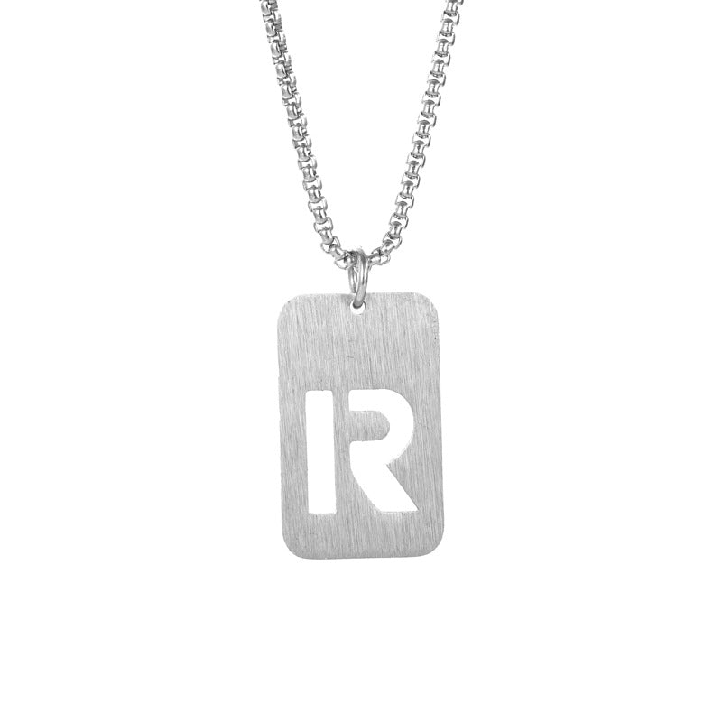 Letter hollow stainless steel necklace, original and niche design for men's fashion, street hip-hop, sweater, chain accessories