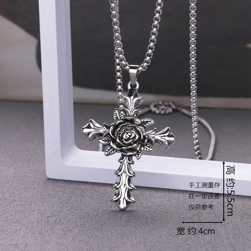 European and American jewelry, titanium steel necklaces, various cross pendants, simple retro accessories that do not fade