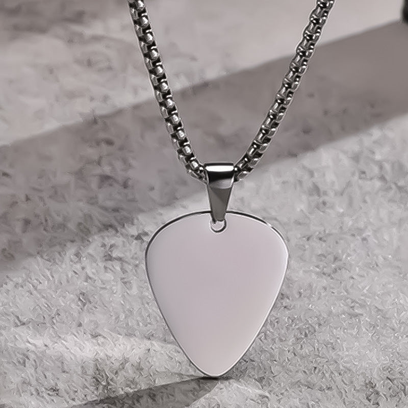 Metal Paddle Necklace Souvenir Stainless Steel Guitar Paddle Necklace Jewelry Pendant DIY Engravable LOGO