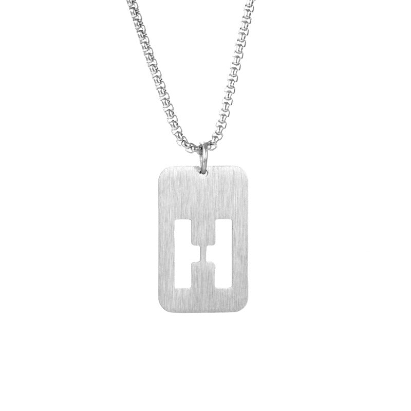 Letter hollow stainless steel necklace, original and niche design for men's fashion, street hip-hop, sweater, chain accessories
