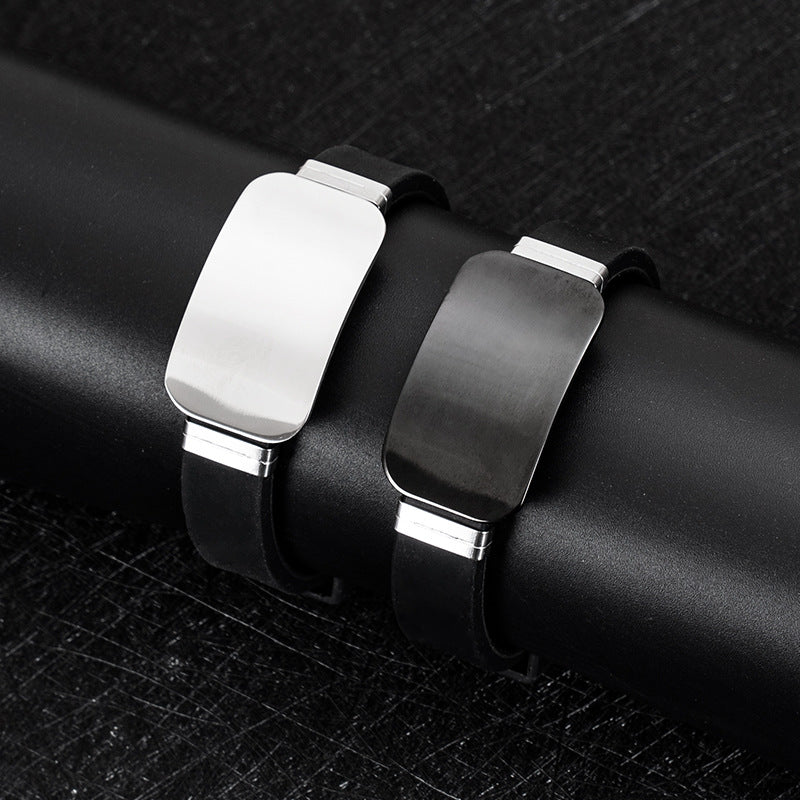 Ins New Fashionable Adjustable Silicone Sports Bracelet Couple Birthday Gift Processing Engraved Stainless Steel Bracelet
