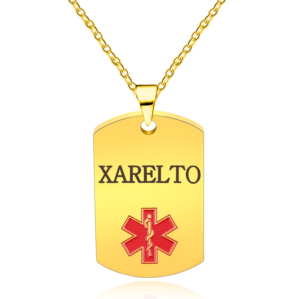 Cross border European and American stainless steel military medical logo, laser engraved disease identification card necklace