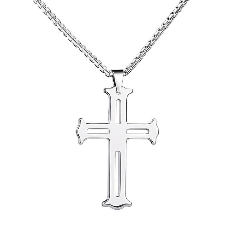European and American jewelry, diamond necklace, cross pendant, simple retro versatile men's accessories, sweater chain