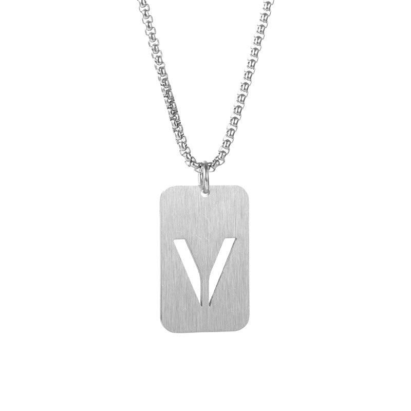 Letter hollow stainless steel necklace, original and niche design for men's fashion, street hip-hop, sweater, chain accessories
