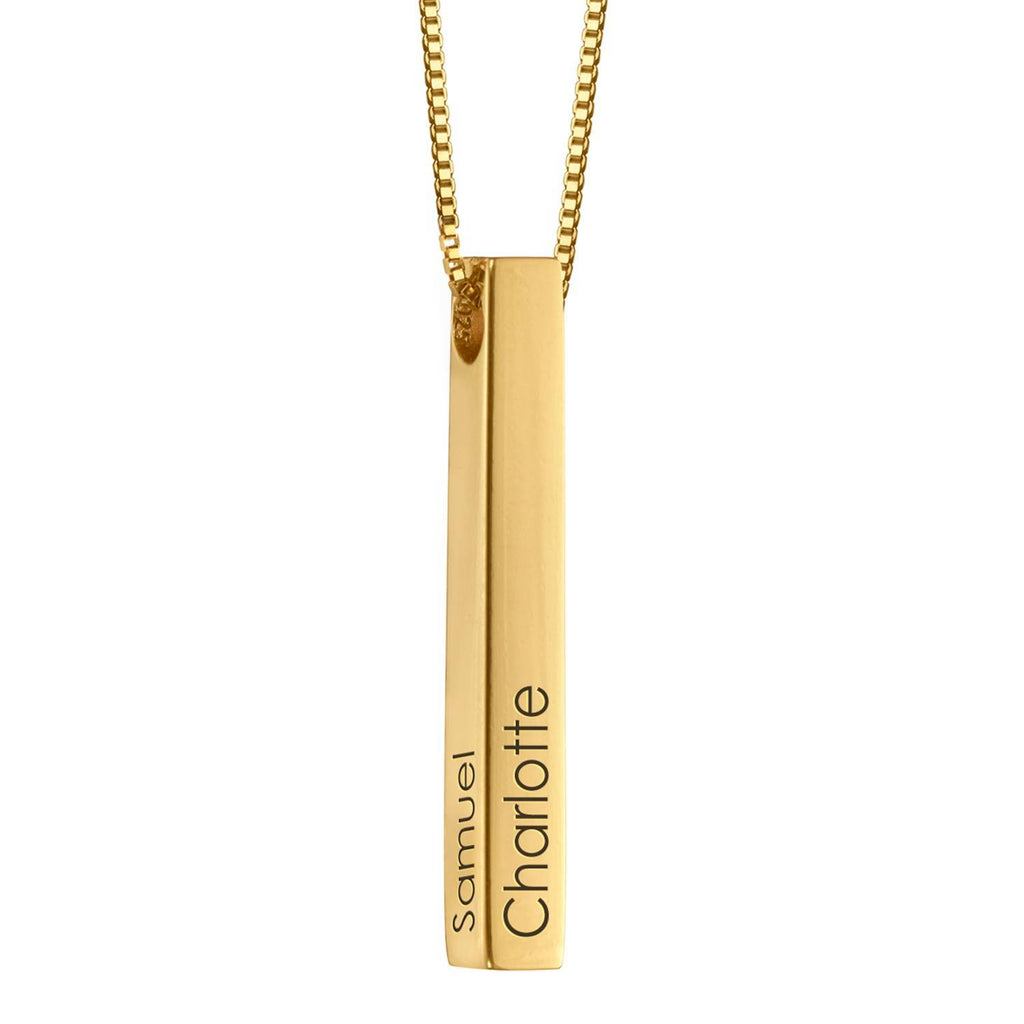 Personalized customized three-dimensional long strip engraved necklace made of titanium steel and popular European and American carved DIY pendant