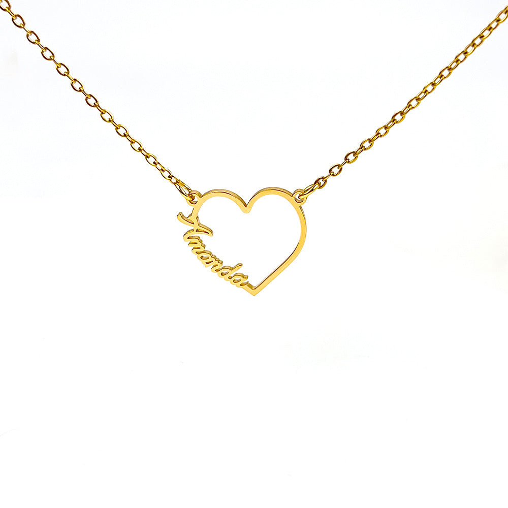 European and American love letter name couple necklace pendant collarbone chain stainless steel cross-border exclusive for women, customizable