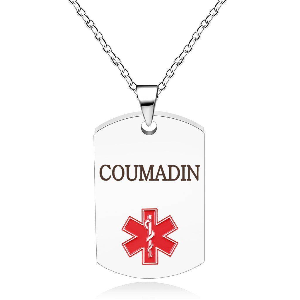 Cross border European and American stainless steel military medical logo, laser engraved disease identification card necklace