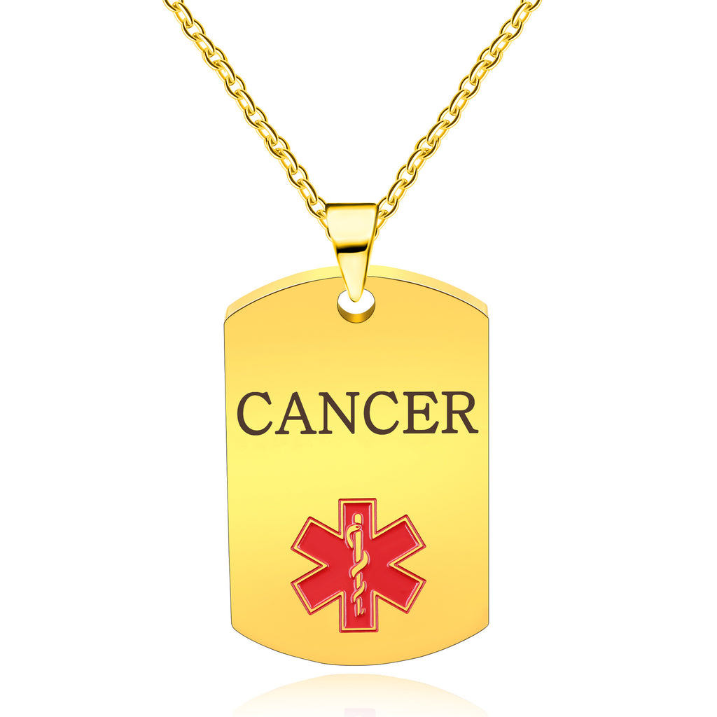 Cross border European and American stainless steel military medical logo, laser engraved disease identification card necklace