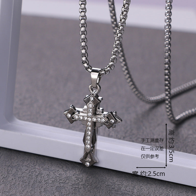 European and American jewelry, titanium steel necklaces, various cross pendants, simple retro accessories that do not fade