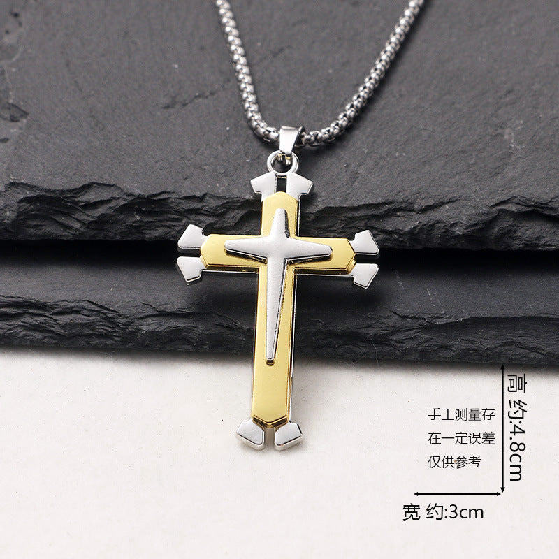 European and American jewelry, titanium steel necklaces, various cross pendants, simple retro accessories that do not fade