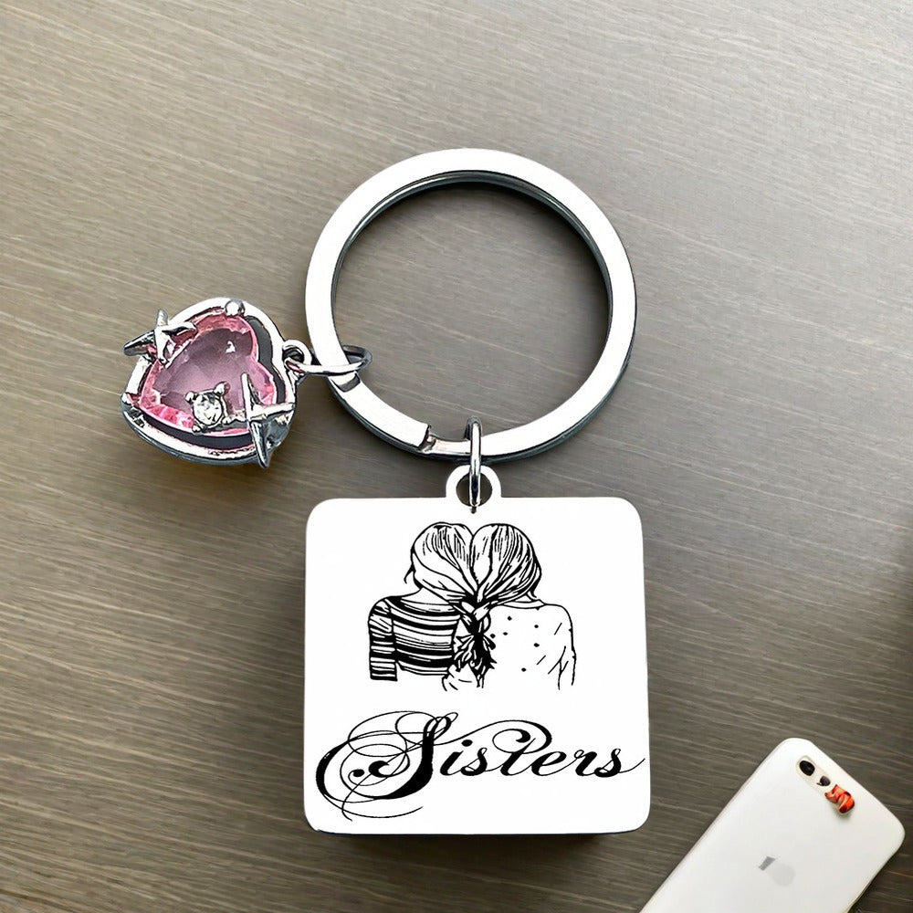 New sisters accessories pendant for good friends Cross border Euro American friendship gift Stainless steel key chain can be customized