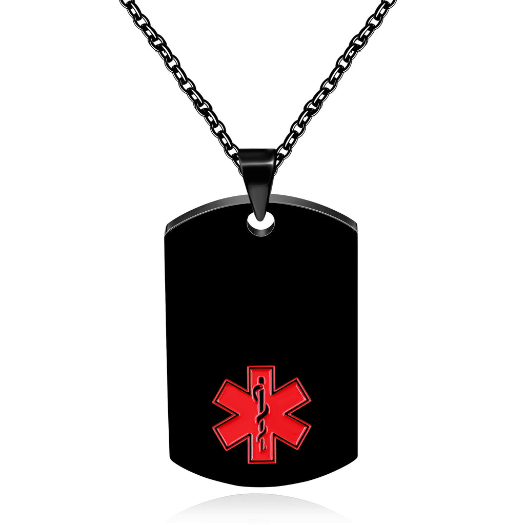 Cross border European and American stainless steel military medical logo, laser engraved disease identification card necklace
