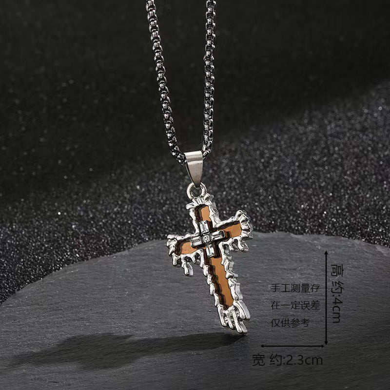 European and American jewelry, titanium steel necklaces, various cross pendants, simple retro accessories that do not fade