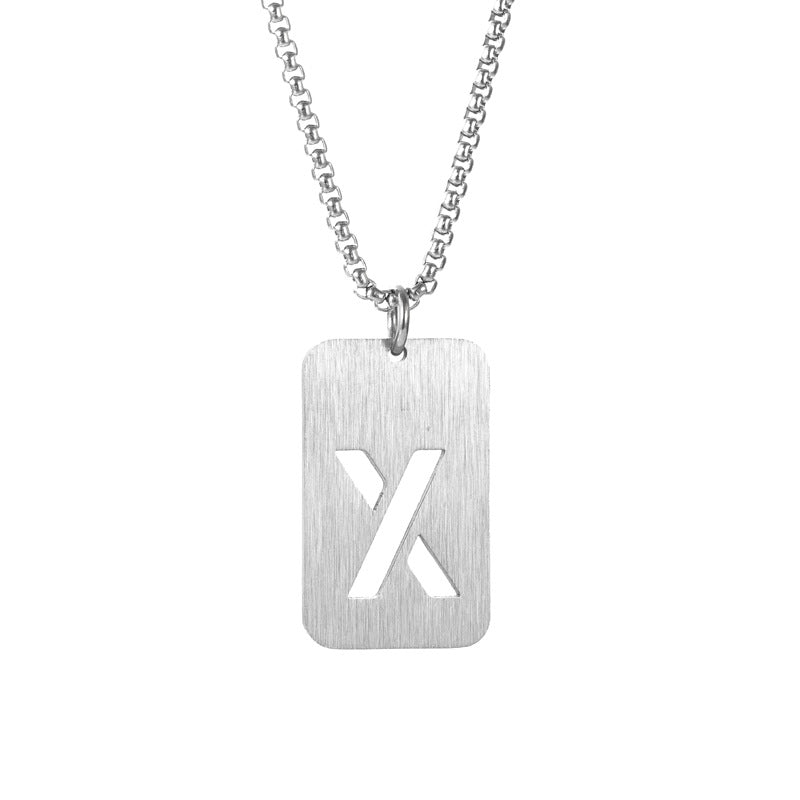Letter hollow stainless steel necklace, original and niche design for men's fashion, street hip-hop, sweater, chain accessories