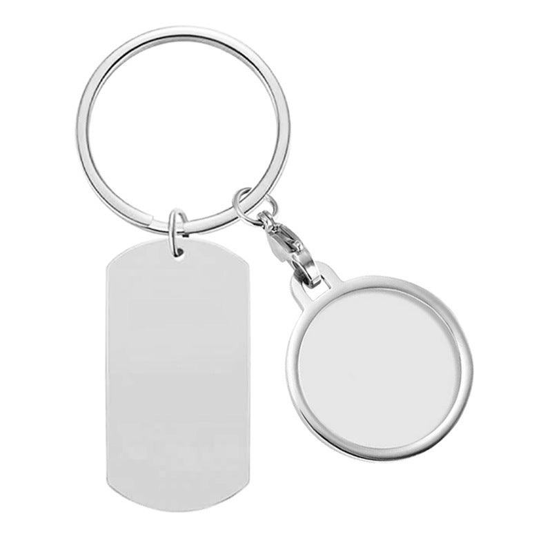 European and American cross-border DIY calendar military brand accessories personalized carving circular photo box keychain