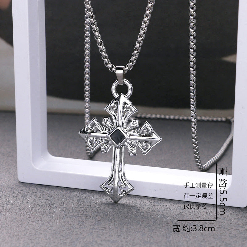 European and American jewelry, titanium steel necklaces, various cross pendants, simple retro accessories that do not fade