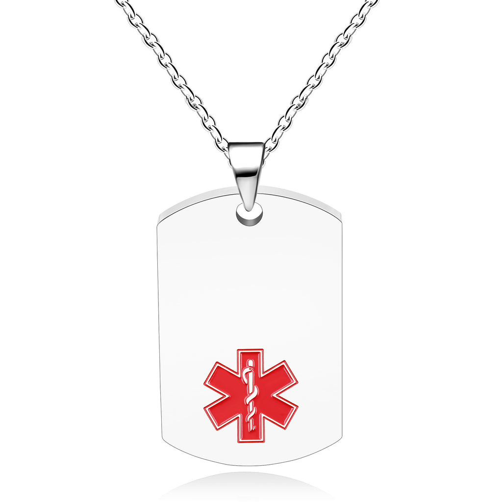 Cross border European and American stainless steel military medical logo, laser engraved disease identification card necklace
