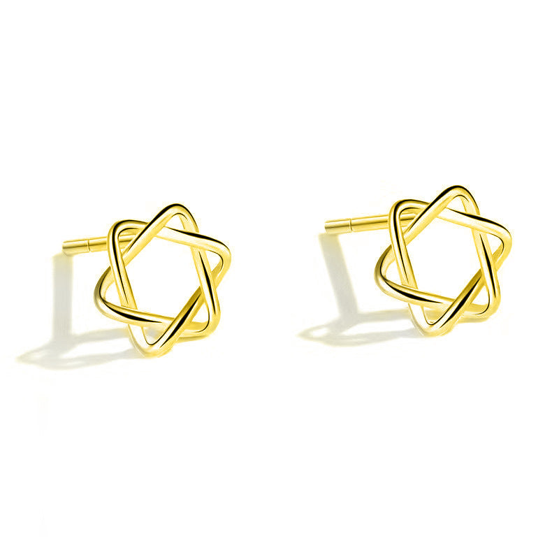 S999 pure silver earrings with feminine temperament, Korean personality, simple love, stars, light luxury, high-end feeling, earrings, retro earrings