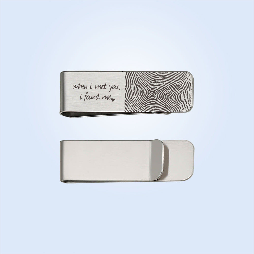 Hot selling fingerprint handwritten Spotify music code personalized laser engraving wallet in Europe and America