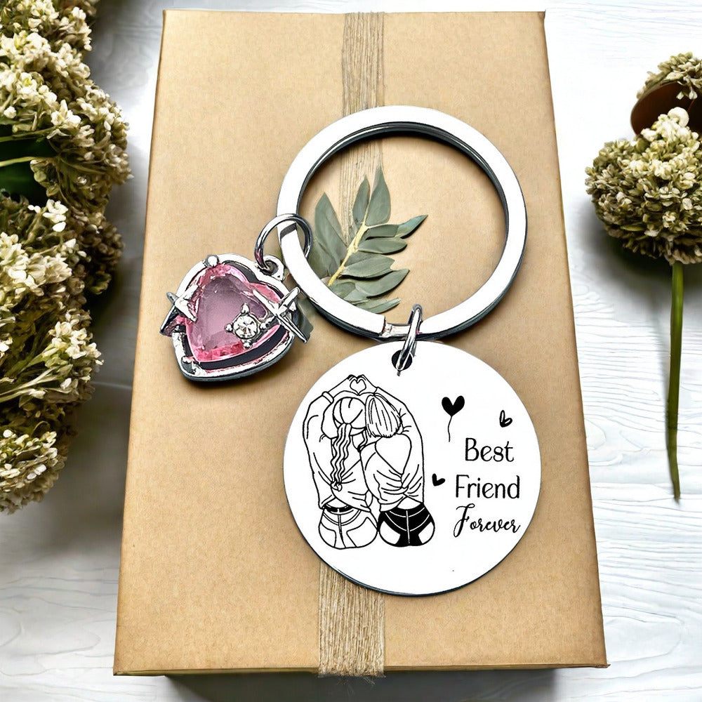 New sisters accessories pendant for good friends Cross border Euro American friendship gift Stainless steel key chain can be customized