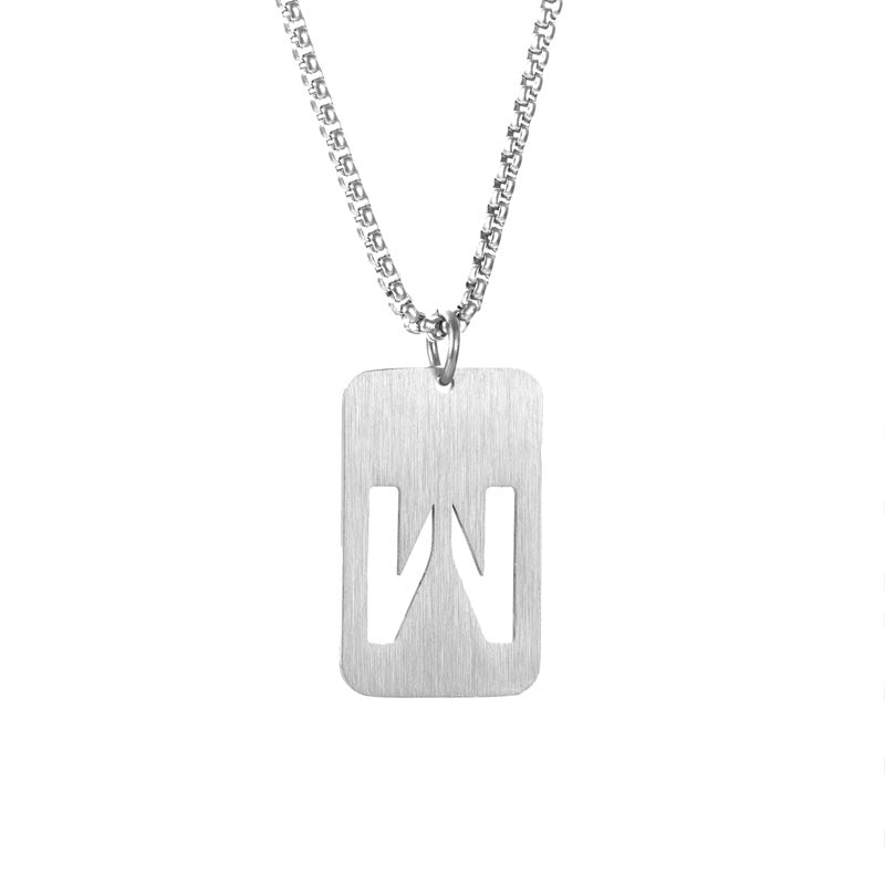 Letter hollow stainless steel necklace, original and niche design for men's fashion, street hip-hop, sweater, chain accessories