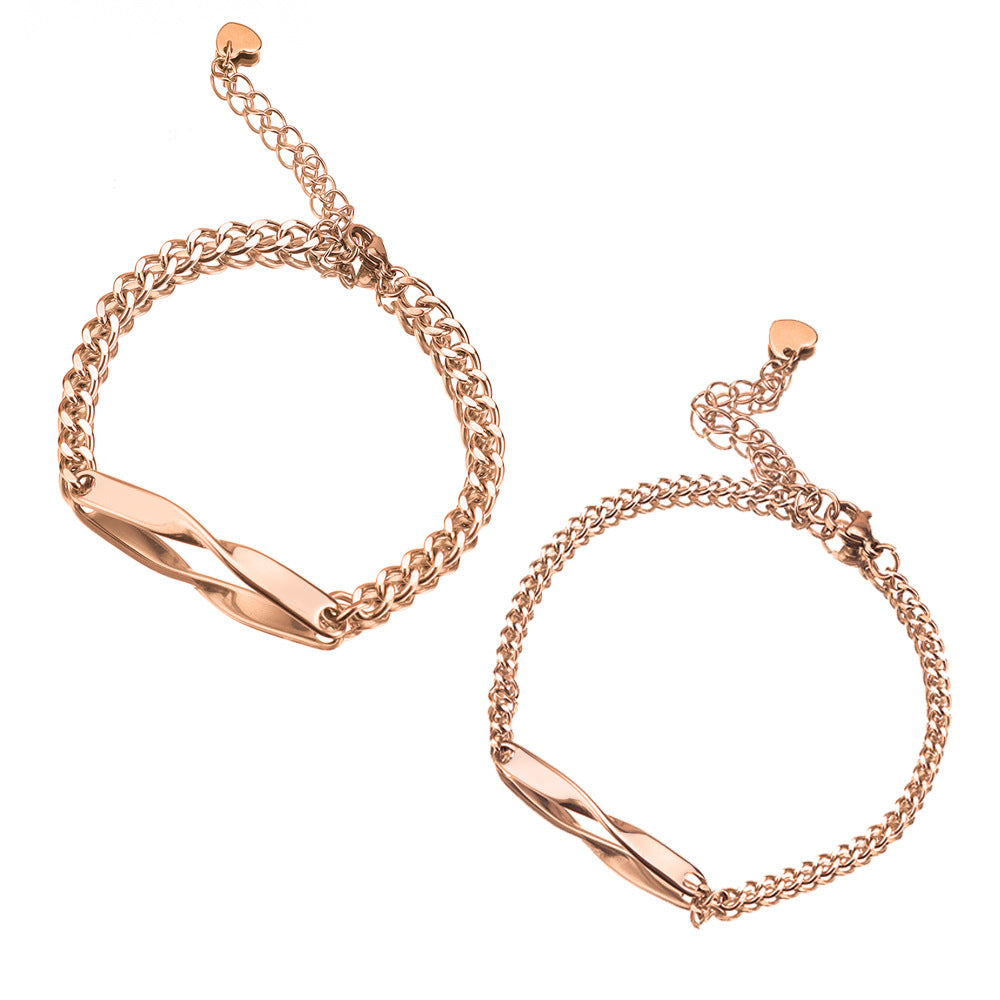 Cross border minimalist stainless steel M ö bius couple DIY engraved bracelet ins infinite symbol men and women commemorative gift
