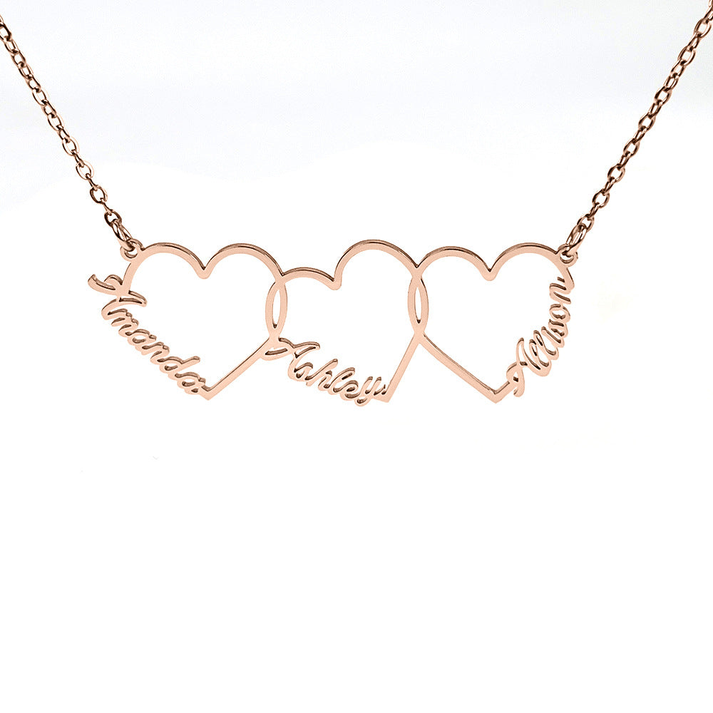 European and American love letter name couple necklace pendant collarbone chain stainless steel cross-border exclusive for women, customizable