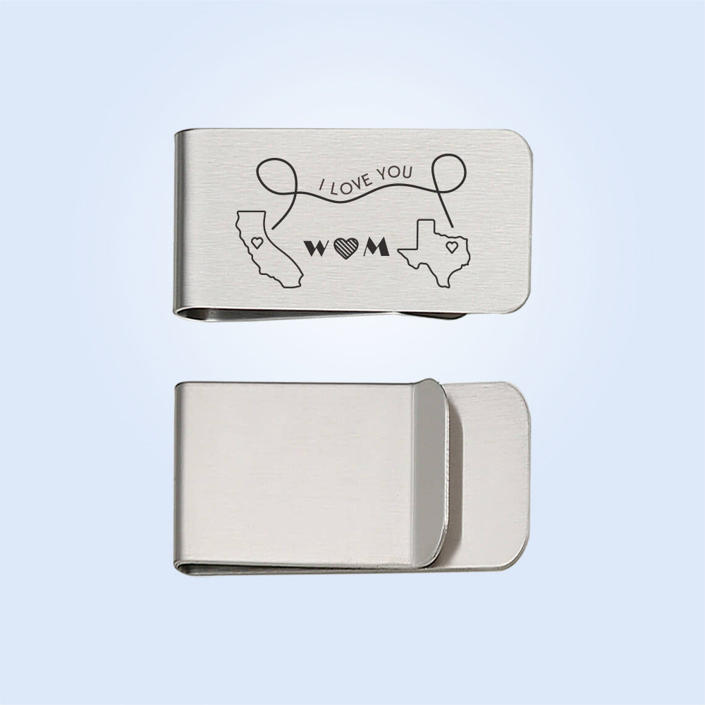 Hot selling fingerprint handwritten Spotify music code personalized laser engraving wallet in Europe and America