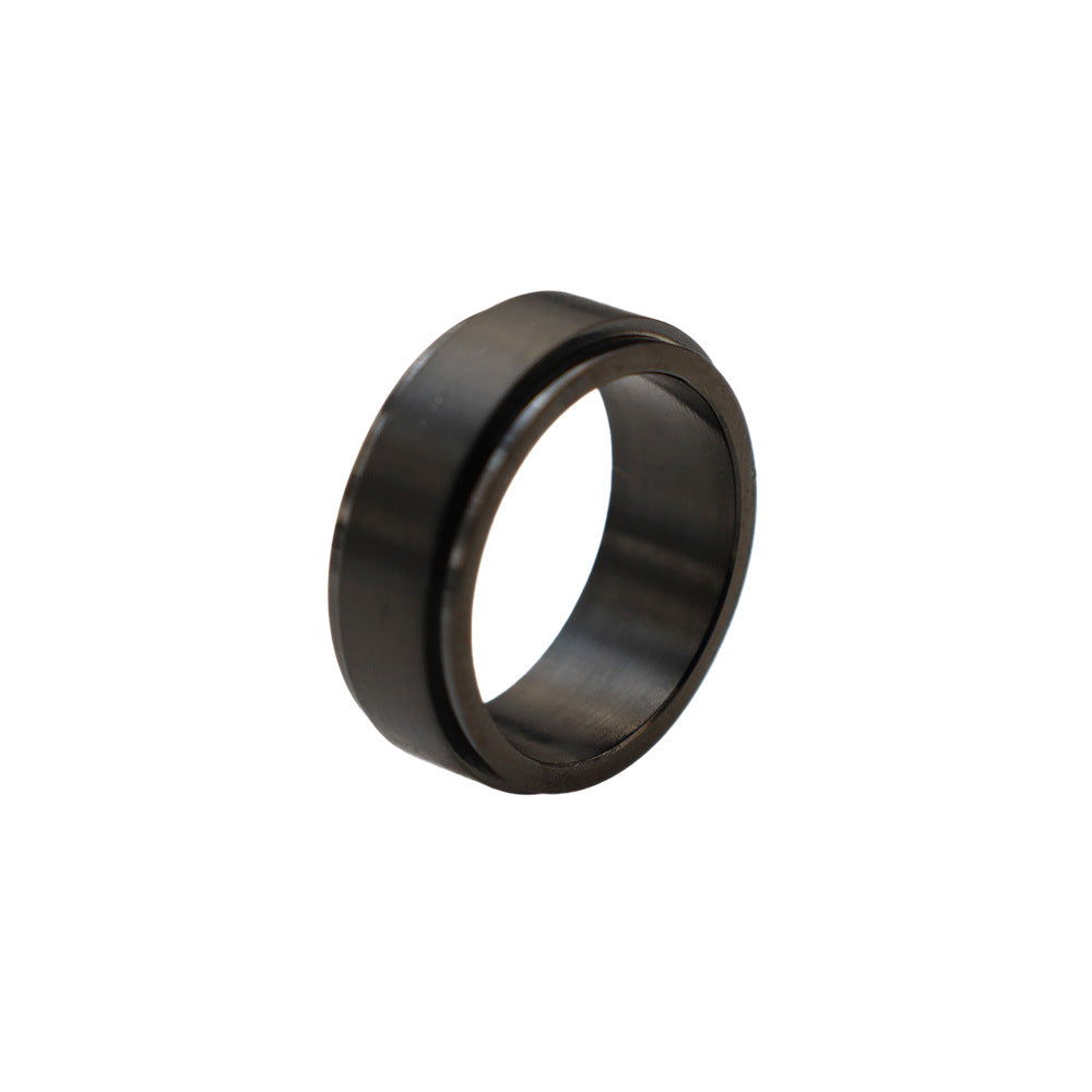 Plain engraved titanium steel brushed rotating ring with no fading, niche design, neutral style couple's ring, trendy ring