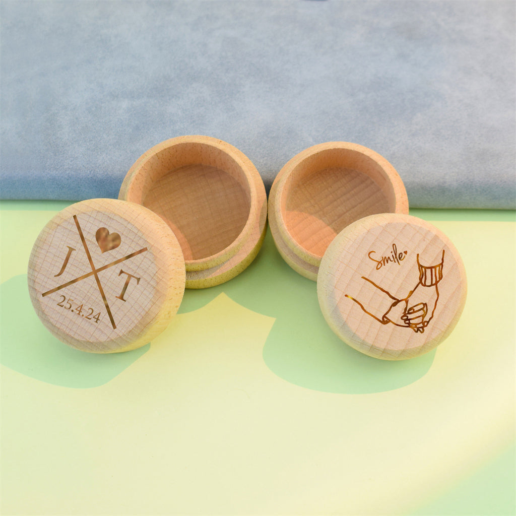 Wooden box, European and American name engraved necklace, earrings, rings, cufflinks, box can be customized